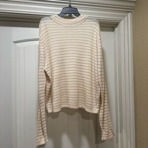 Vince Cream and Tan Striped Sweater Wool Cashmere
